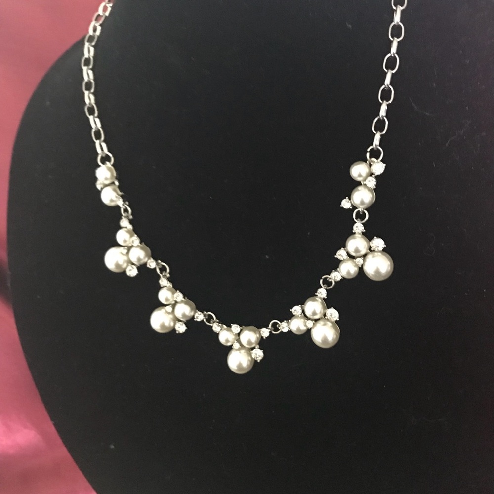 💎👛 🆕Pearl & Bling Adjustable Necklace&Earrings